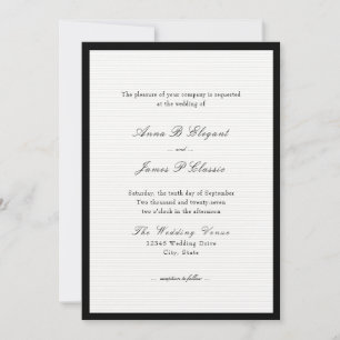 Classic Script Black Wedding Invitation Kaart