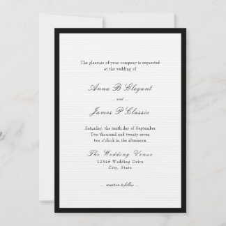 Classic Script Black Wedding Invitation Kaart