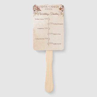 Classic Script BOHO Trouwprogramma en tijdlijn Handwaaier