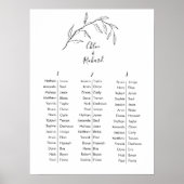 Classic Script Botanical Wedding Table Chart Poster (Voorkant)