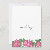 Classic script bright pink green floral wedding kaart (Achterkant)