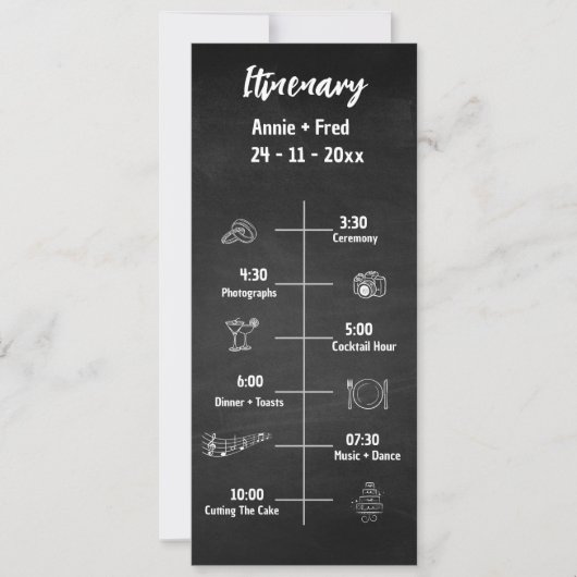 Classic Script bruiloft programma platte Kaart (Voorkant)