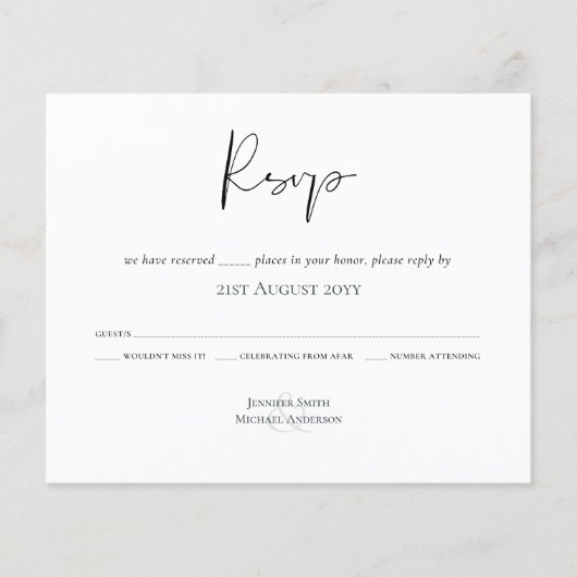 Classic Script Buddget Wedding RSVP (Voorkant)