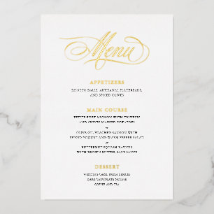 Classic Script Calligraphy Real Folie Wedding Menu