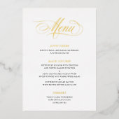Classic Script Calligraphy Real Folie Wedding Menu (Voorkant)