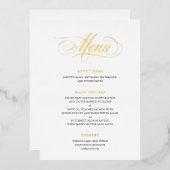 Classic Script Calligraphy Real Folie Wedding Menu (Voorkant / Achterkant)
