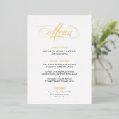 Classic Script Calligraphy Real Folie Wedding Menu (Staand Voorkant)