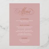 Classic Script Calligraphy Real Folie Wedding Menu (Voorkant)