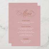 Classic Script Calligraphy Real Folie Wedding Menu (Voorkant / Achterkant)