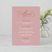 Classic Script Calligraphy Real Folie Wedding Menu (Staand Voorkant)