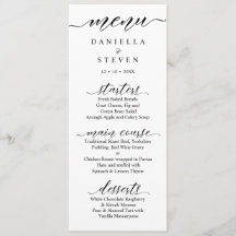Classic Script Calligraphy Wedding Menu Kaart