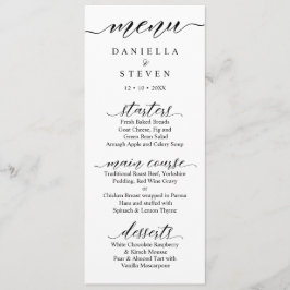 Classic Script Calligraphy Wedding Menu Kaart