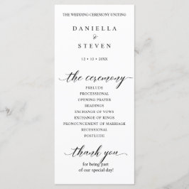 Classic Script Calligraphy Wedding Program Kaart