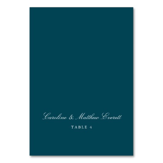 Classic Script Elegant Custom Name Teal Place Card Kaart (Voorkant)