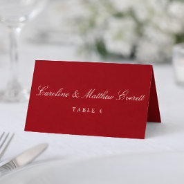 Classic Script Elegant Custom Names Red Place Card Kaart