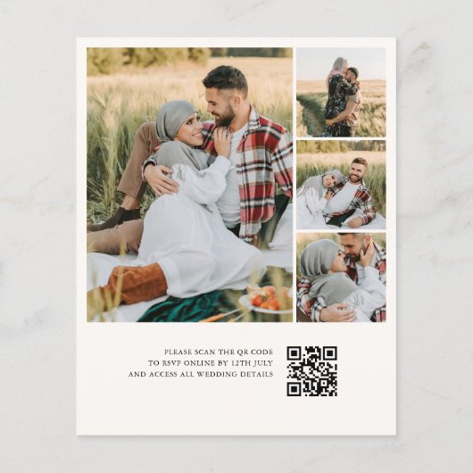 Classic Script Elegant QR Code 4 Photo Wedding Flyer (Achterkant)