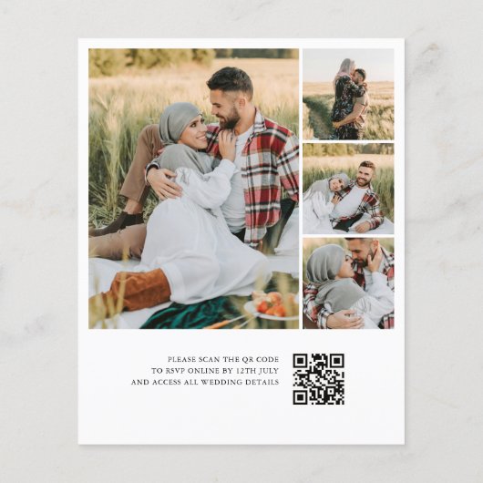 Classic Script Elegant QR Code 4 Photo Wedding Flyer (Achterkant)