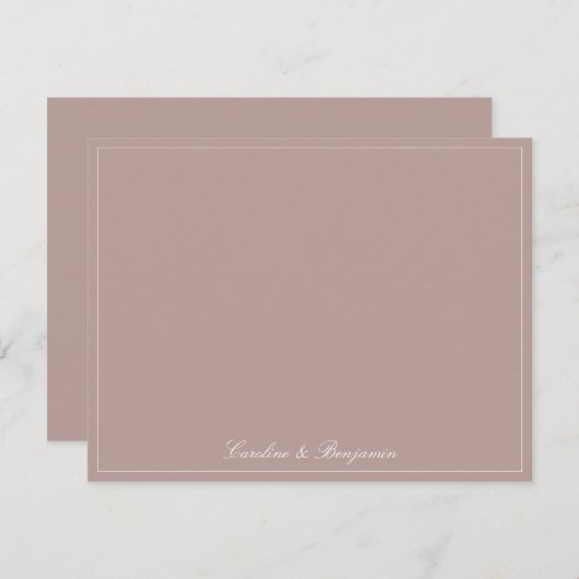Classic Script Elegant Wedding Custom Name Mauve Bedankkaart (Voorkant / Achterkant)