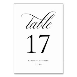 Classic Script Elegant Wedding Table Number 17 Kaart
