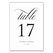 Classic Script Elegant Wedding Table Number 17 Kaart (Voorkant)