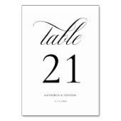 Classic Script Elegant Wedding Table Number 21 Kaart (Voorkant)