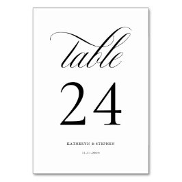 Classic Script Elegant Wedding Table Number 24 Kaart