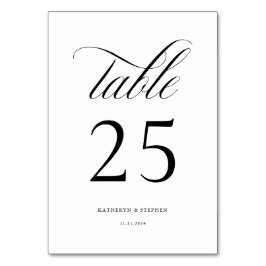 Classic Script Elegant Wedding Table Number 25 Kaart