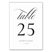 Classic Script Elegant Wedding Table Number 25 Kaart (Achterkant)