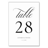 Classic Script Elegant Wedding Table Number 28 Kaart (Voorkant)