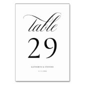 Classic Script Elegant Wedding Table Number 29 Kaart (Achterkant)