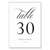 Classic Script Elegant Wedding Table Number 30 Kaart (Voorkant)