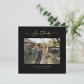 Classic Script Formal Wedding Photo Square Bedankkaart (Staand voorkant)