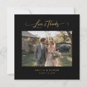 Classic Script Formal Wedding Photo Square Bedankkaart (Voorkant)
