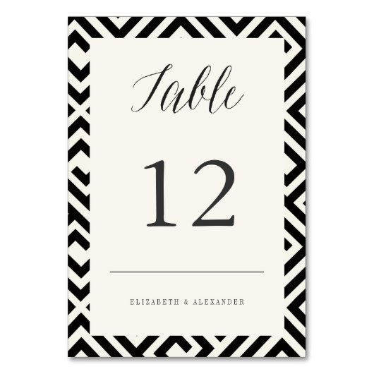 Classic Script Geometric Wedding Table Number Kaar Kaart (Achterkant)