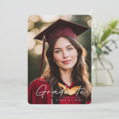 Classic script gold photo black graduation  kaart (Staand voorkant)