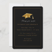 Classic script gold photo black graduation  kaart (Achterkant)