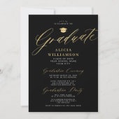 Classic script goud zwart foto afstuderen kaart (Voorkant)