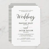 Classic Script Green Stripes Wedding Kaart (Voorkant / Achterkant)