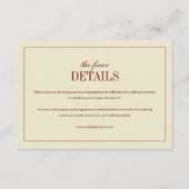 Classic Script Ivory & Wine Red Wedding Details Informatiekaartje (Voorkant)