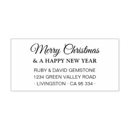 Classic Script Merry Christmas Happy New Year  Zelfinktende Stempel