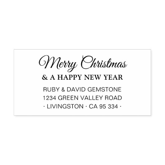 Classic Script Merry Christmas Happy New Year  Zelfinktende Stempel (Design)