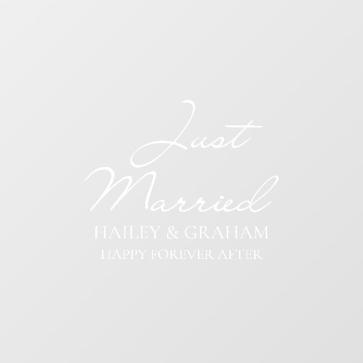 Classic Script Minimalist net getrouwd bruiloft Raamsticker (Vel)