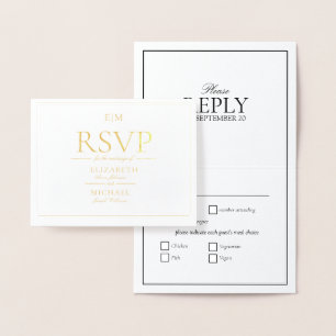 Classic Script Monogram Weddenschap RSVP Folie Kaarten