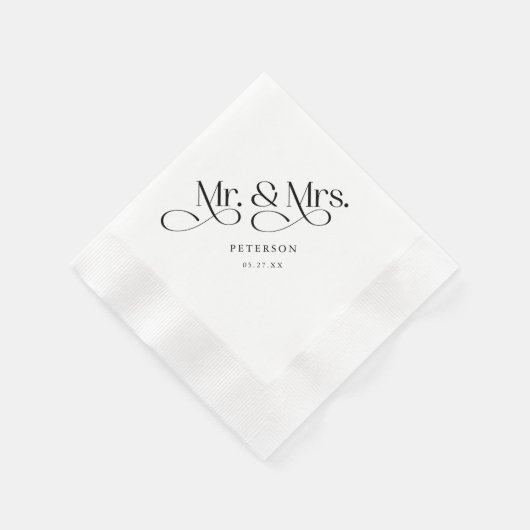 Classic Script Mr. en Mrs Wedding Servet (Hoek)