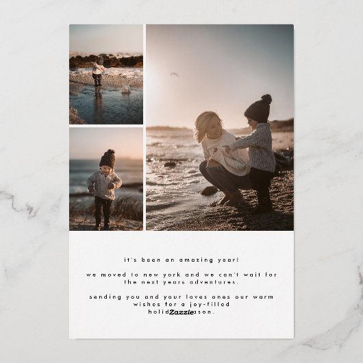 classic script photo christmas gold folie feestdagenkaart (Achterkant)