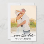 Classic Script Photo Sla het datumportret op Save The Date (Voorkant)