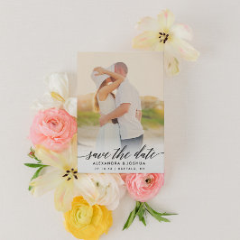 Classic Script Photo Sla het datumportret op Save The Date