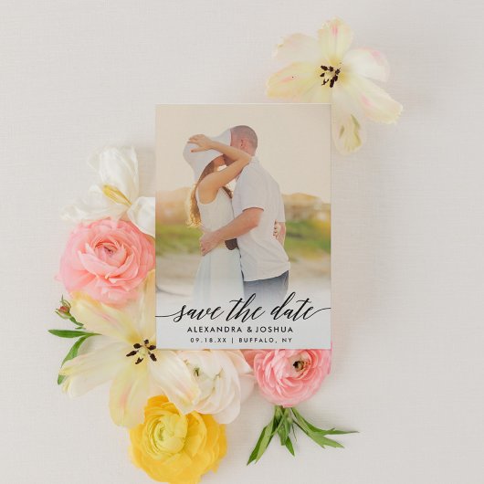 Classic Script Photo Sla het datumportret op Save The Date