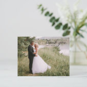 Classic Script Photo Wedding Dank u Briefkaart (Staand voorkant)