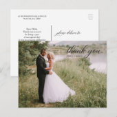 Classic Script Photo Wedding Dank u Briefkaart (Voorkant / Achterkant)